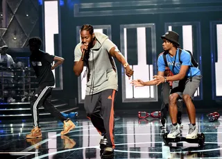 We Own It  - 2 Chainz shows off his dancing skills in rehearsals. There's levels to this dance life and 2 Chainz is ready to teach y'all. (Photo: Ethan Miller/Getty Images for BET)