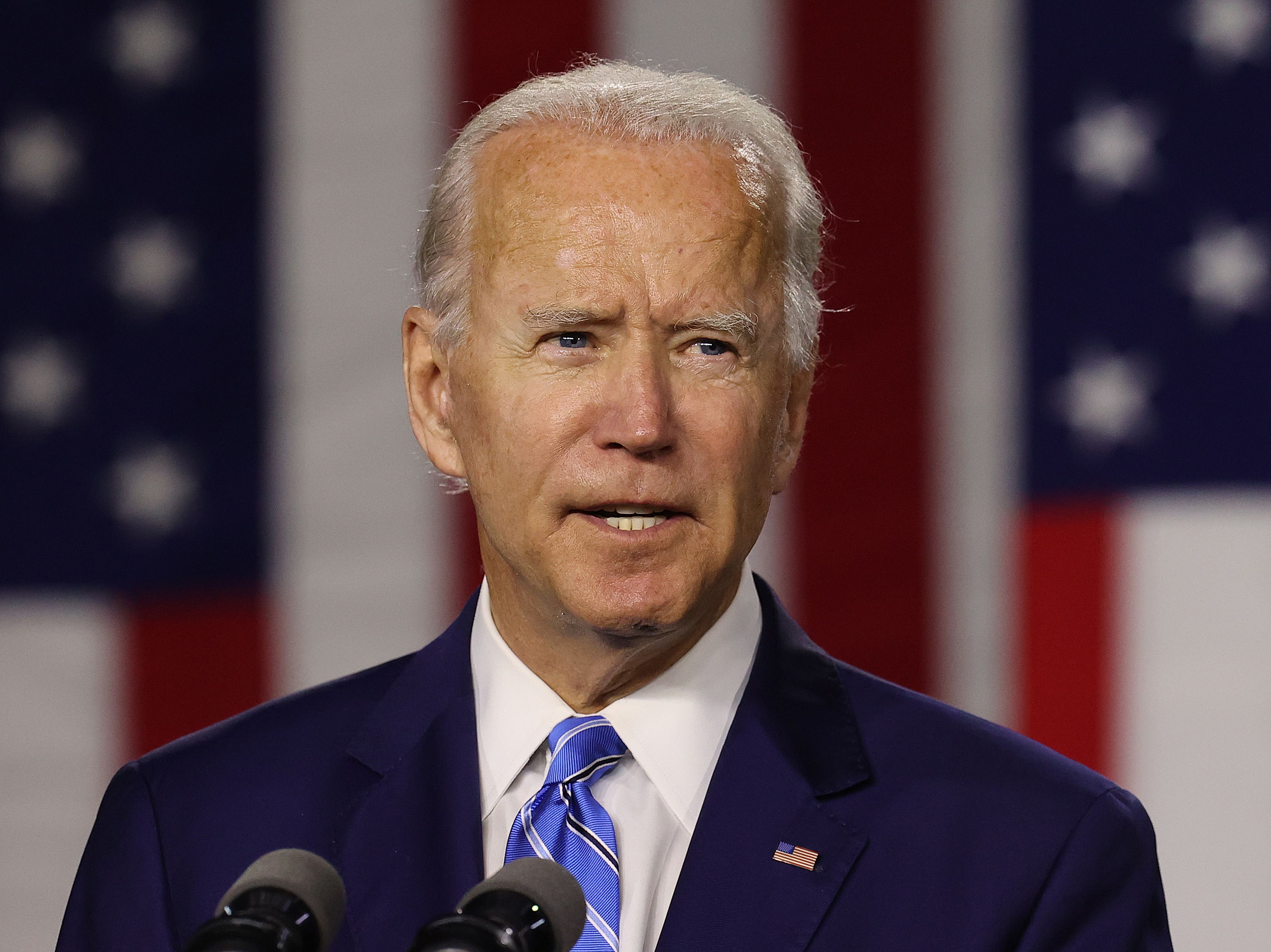 WILMINGTON, DELAWARE - JULY 14: Democratic presidential candidate former Vice President Joe Biden speaks at the Chase Center July 14, 2020 in Wilmington, Delaware. Biden delivered remarks on his campaign's 'Build Back Better' clean energy economic plan. (Photo by Chip Somodevilla/Getty Images)