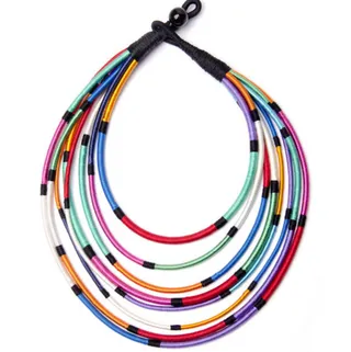 Nangara by Julia Fusinato Tribal Necklace - This colorful silk and onyx stone confection can be mixed and matched throughout your entire summer wardrobe. Gawk. Save. Print. Buy!&nbsp;   (Photo: Courtesy Boticca)