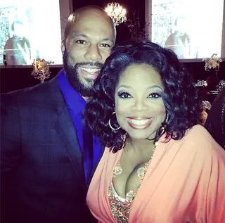 Oprah @oprah - Oprah and Common help Maya Angelou ring in her 85th birthday during a beautiful celebration.&nbsp;(Photo: Oprah via Instagram)