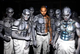 Run It - Chris Brown and dancers backstage before his stellar performance. The Fine China singer gives Wall to Wall energy at the 2012 BET Awards.(Photo: Mark Davis/Getty Images For BET)