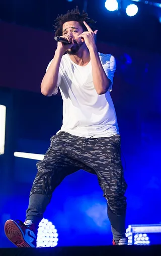 Born Winner - J. Cole took the stage for a second year in a row. He's now a verified Rocstar. (Photo: Splash News)