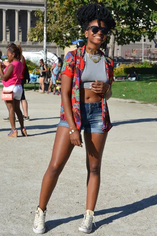 Not So Basic - The simplest way to spice up a basic outfit is by throwing a not-so-basic button-down over your look. Too hot for that? Try tying it around your waist!(Photo: George Chapman/BET)