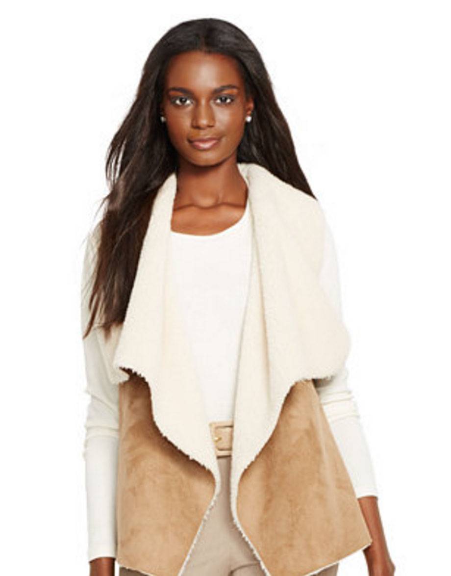 Ralph Lauren Faux-Shearling Draped Vest