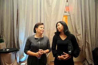 Debra Lee and Cookie Johnson - Debra Lee (left) and Magic Johnson’s wife Cookie appear here at 2010’s Leading Women Defined Summit at Washington D.C.’s Mandarin Oriental Hotel. (Photo: Astrid Riecken/PictureGroup)