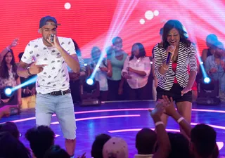 It's Alive - Young Monster (L) and Jojo get amped during their performance on the 106 &amp; Park stage.(Photo:&nbsp; D Dipasupil/Getty Images for BET)