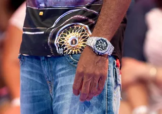 Tick Tock - Smack White shows off his watch game while on 106. (Photo: D Dipasupil/Getty Images for BET)
