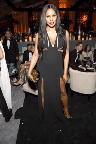 Laverne Cox - Laverne Cox struck a pose at The Weinstein Company and Netflix Golden Globes Party in Beverly Hills. &nbsp;(Photo: Michael Kovac/Getty Images for Moet &amp; Chandon )