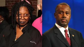 Whoopi Slams Ben Carson for Endorsing Trump: - “If you’re going to overlook the things he says about women, and you’re going to overlook the things he said about African-Americans, what about the things he said about you? He even compared you to a child molester … Unless you say you’re a child molester, he’s a liar.”(Photos from left: Astrid Stawiarz/Getty Images for NYCWFF, Justin Sullivan/Getty Images)