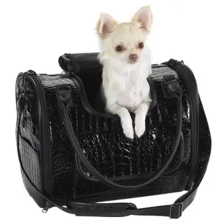 B**CH New York Croco Dog Carrier Black - This crocodile texture carrier is a fashionable-and-functional traveling pick for those times you need to bring your furry friend along for the ride.  (Photo: B**ch New York)