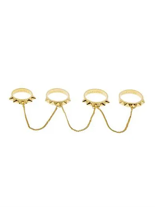 Eddie Borgo Four Finger Ring ($250) - Show off some major bling while you’re scratching those records with a fly four-finger ring. We’re partial to these edgy spikes and gold finish.  (Photo: Matchesfashion.com)