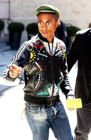 Morning Glory - Pharrell Williams leaves his hotel in NYC sporting a new hat for spring as he heads to Live With Kelly &amp; Michael.(Photo: Splash News)