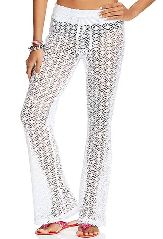 Miken Crochet Pants  - Looking to rock something sexy yet transitional at an all-white pool party? Look no further than these seductive crocheted cover-up pants.  (Photo: Miken)