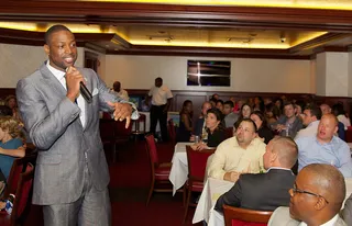 Hometown Hero - NBA player Dwyane Wade speaks at his Wade's World Foundation Dinner at Chicago Cut Steakhouse in his native Chicago. (Photo: Jeff Schear/Getty Images for Michigan Avenue Magazine)