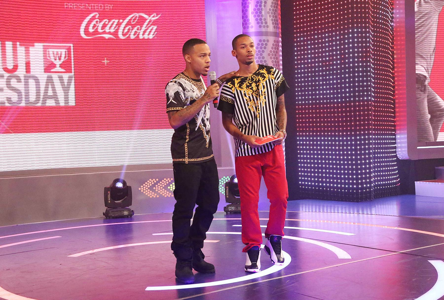 Respect Davage - Host Bow Wow (L) announces the winner of W.O.W., Malik Davage, on 106. (Photo: Rob Kim/BET/Getty Images for BET)