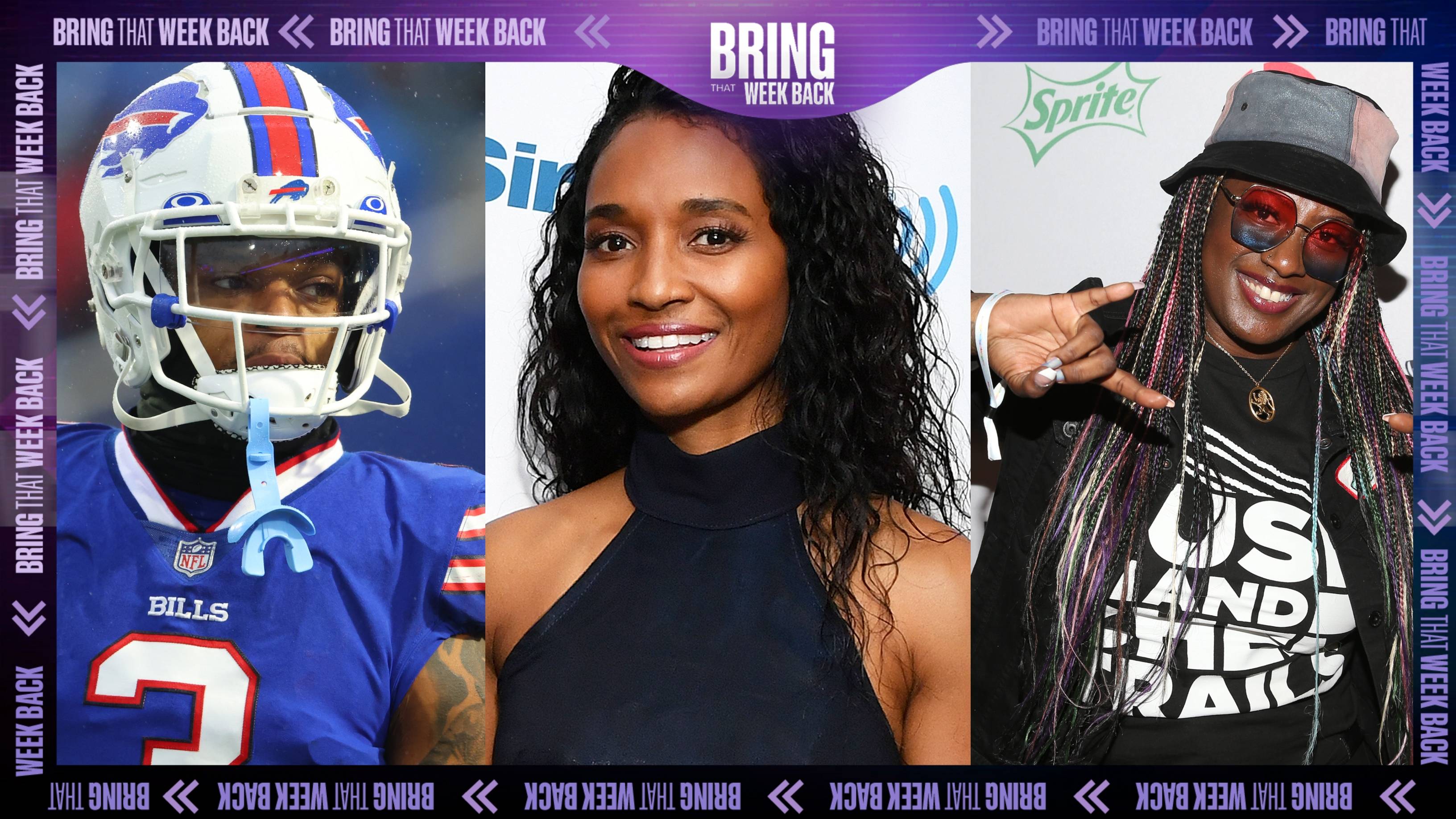 Damar Hamlin #3 of the Buffalo Bills, Rozonda "Chilli" Thomas of girl group "TLC" and rapper Gangsta Boo.
 
