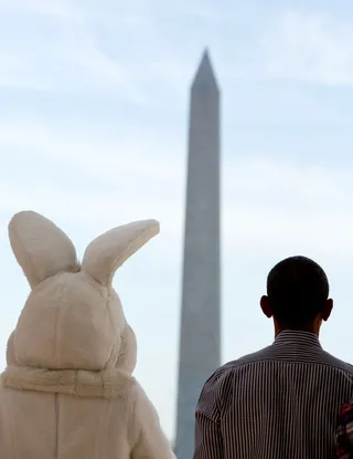 The Two Most Famous Sets of Ears in Washington - This image of what he called the "'the two most famous sets of ears in Washington" was taken during this year's Easter egg roll. It gave the president such a good laugh that he requested a print of it to share with his daughters.&nbsp; (Photo: Official White House Photo by Pete Souza)&nbsp;