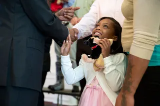 OMG! - This little girl cannot believe her luck as the president greets wounded warriors and their families.  (Photo: Official White House Photo by Pete Souza)