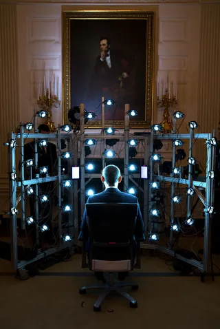 Seriously Cool - The president sits for a 3D portrait being produced by the Smithsonian Institution. (Photo: Official White House Photo by Pete Souza)