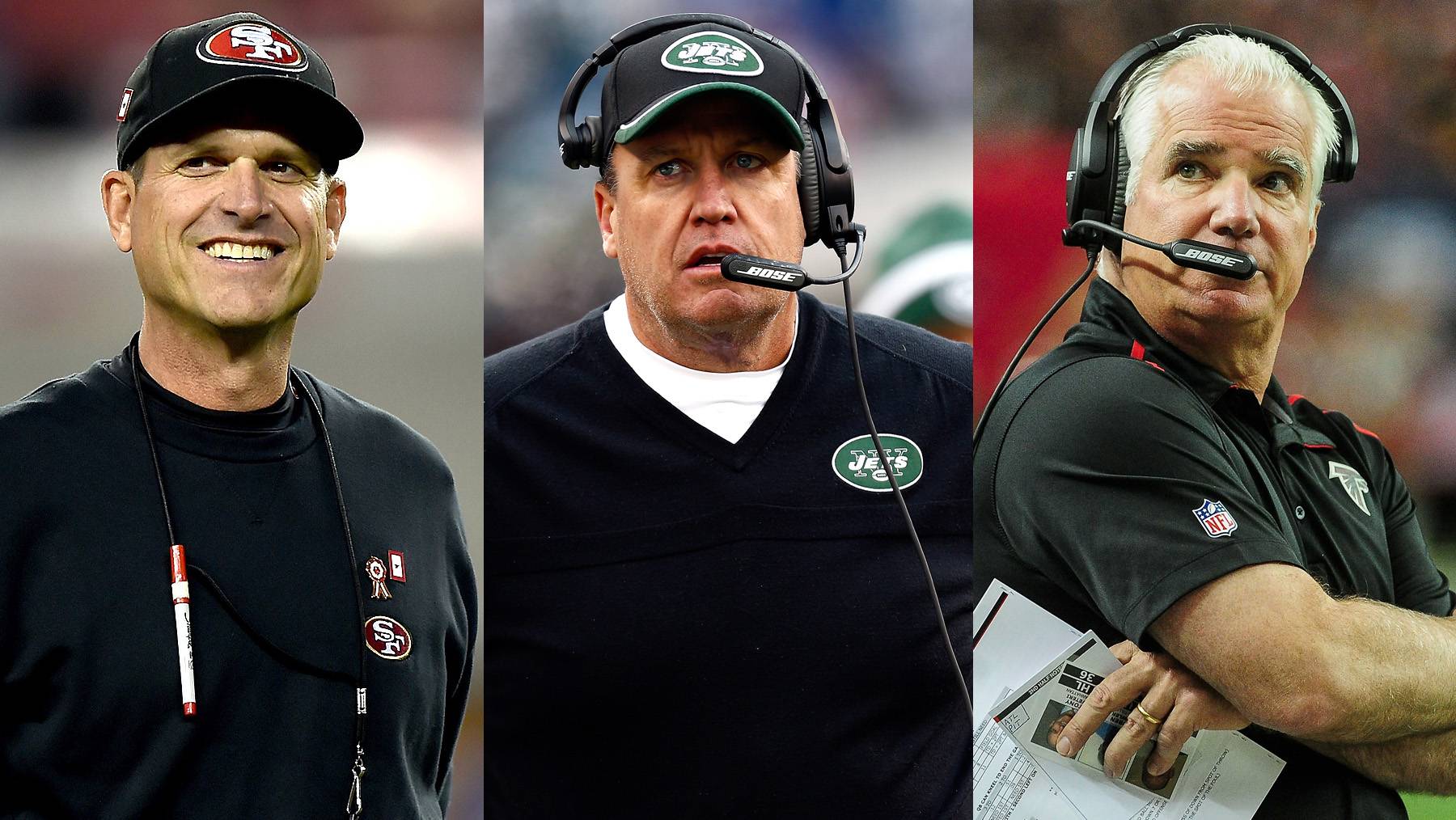 Jim Harbaugh, Mike Smith, Rex Ryan, Marc Trestman, New York Jets, San Francisco 49ers, Chicago Bears, Atlanta Falcons