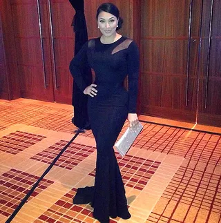 Miss Jackson - This curve-hugging number hits in all the right places. Miss Jackson steps out with Nelly to a black-tie affair in a sexy black bodycon dress.  (Photo: Miss Jackson via Instagram)