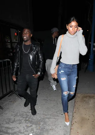 Hittin' the Streets - Kevin Hart arrives to DBA nightclub in West Hollywood with his fiancée Eniko Parrish.(Photo: FJR / Splash News)