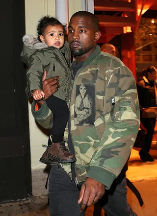 Dinner With Daddy - Kanye West&nbsp;and baby North West leave dinner at Cipriani after attending a photoshoot at Chelsea Piers in NYC.(Photo: Splash News)