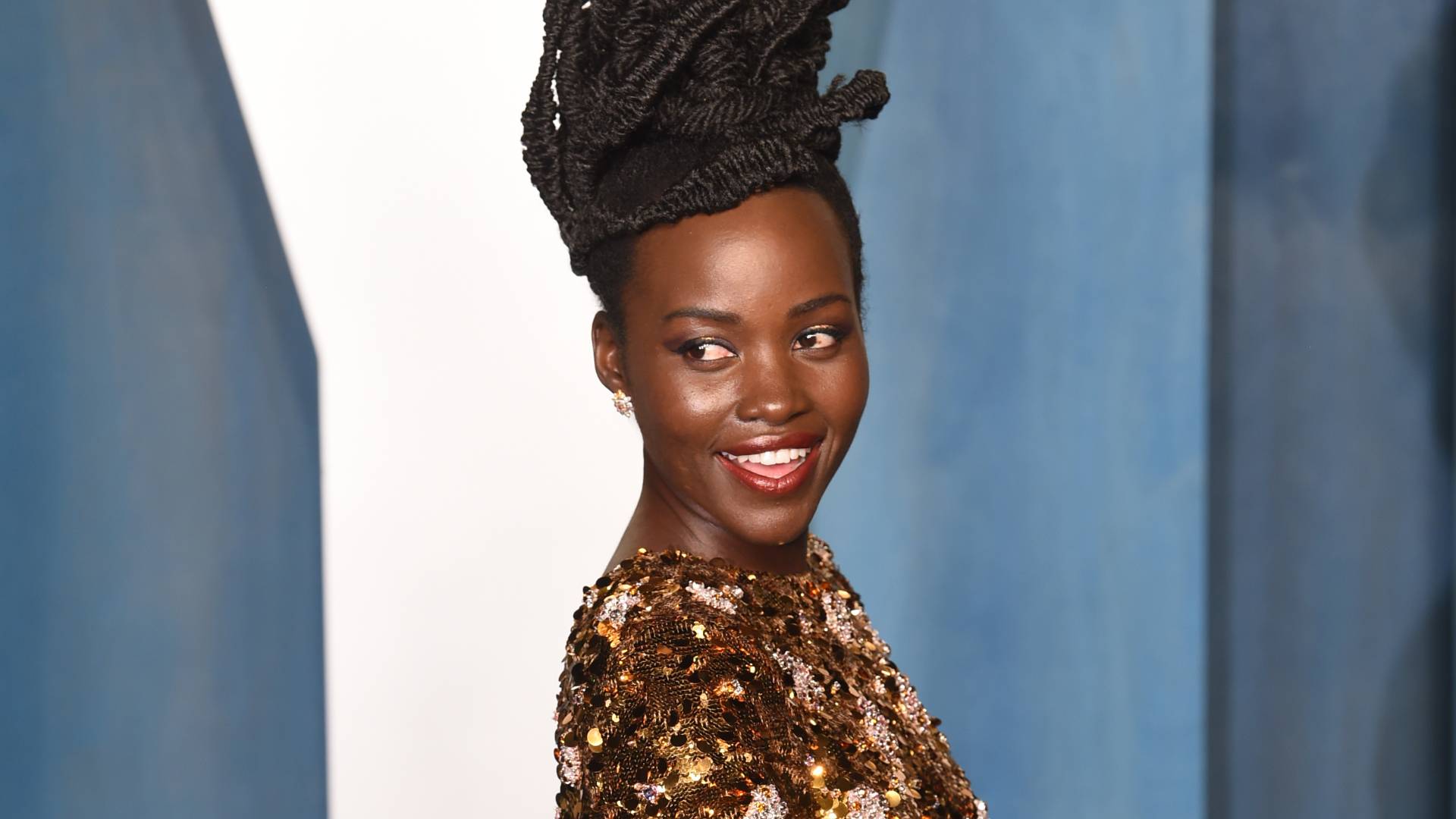 Lupita Nyong'o attending the Vanity Fair Oscar Party held at the Wallis Annenberg Center for the Performing Arts in Beverly Hills, Los Angeles, California, USA. Picture date: Sunday March 27, 2022.