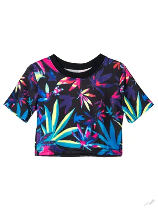 Crop Top&nbsp;With Colorful Leaves ($10) - Go for it and step up your crop-top game with one in a dope pattern.&nbsp;(Photo: Choies)