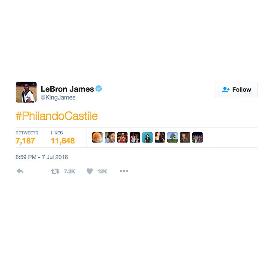 #PhilandoCastile - Rest in peace.(Photo: Lebron James via Twitter)