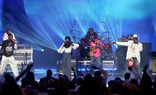 2005 Fugees Reunion - L-Boogie&nbsp;emerged from her self-imposed exile with a triumphant reunion performance with the Fugees at the 2005 Bet Awards.   (Photo: Kevin Winter/Getty Images)