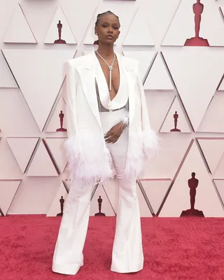 Tiara Thomas rocks a custom Jovana Louis suit. - (Photo: ABC via Getty Images)