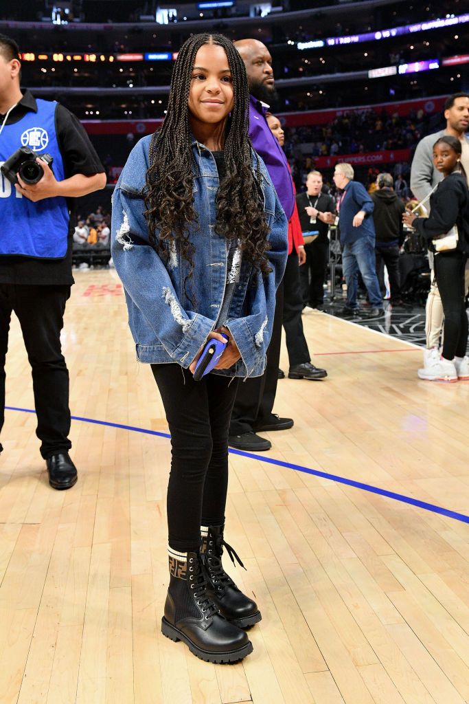 LOS ANGELES, CALIFORNIA - MARCH 08: Blue Ivy Carter attends a basketball game between the Los Angeles Clippers and the Los Angeles Lakers at Staples Center on March 08, 2020 in Los Angeles, California. (Photo by Allen Berezovsky/Getty Images)
