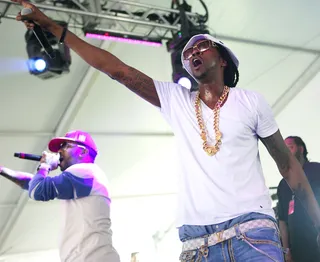 SXSW – March 14, 2012 - SXSW bore witness to a legend in the making when 2 Chainz brought out Kanye West during his set at the Malaia World Lounge (which was sponsored by SOB's). The Internets went ablaze with rumors that Kanye was interested in having 2 Chainz &nbsp;join the ranks of his G.O.O.D. music label.(Photo: Roger Kisby/Getty Images)