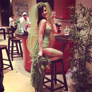 Rihanna - Read on for our recap of the most frightfully fun Halloween looks of 2012 and tell us: which is your favorite in the comments section below.  Rihanna hosted a private Halloween party at Greystone Manor in West Hollywood and arrived in a green &quot;Mary Jane&quot; wedding dress.   Click through for more of last year's best celebrity costumes. (Photo: Instagram via Rihanna)