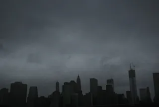 Ominous Clouds - Dark clouds are seen over the skyline of Manhattan Sunday. (Photo: Spencer Platt/Getty Images)