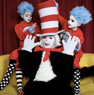 Janelle Monáe as The Cat in the Hat with Thing 1 and Thing 2