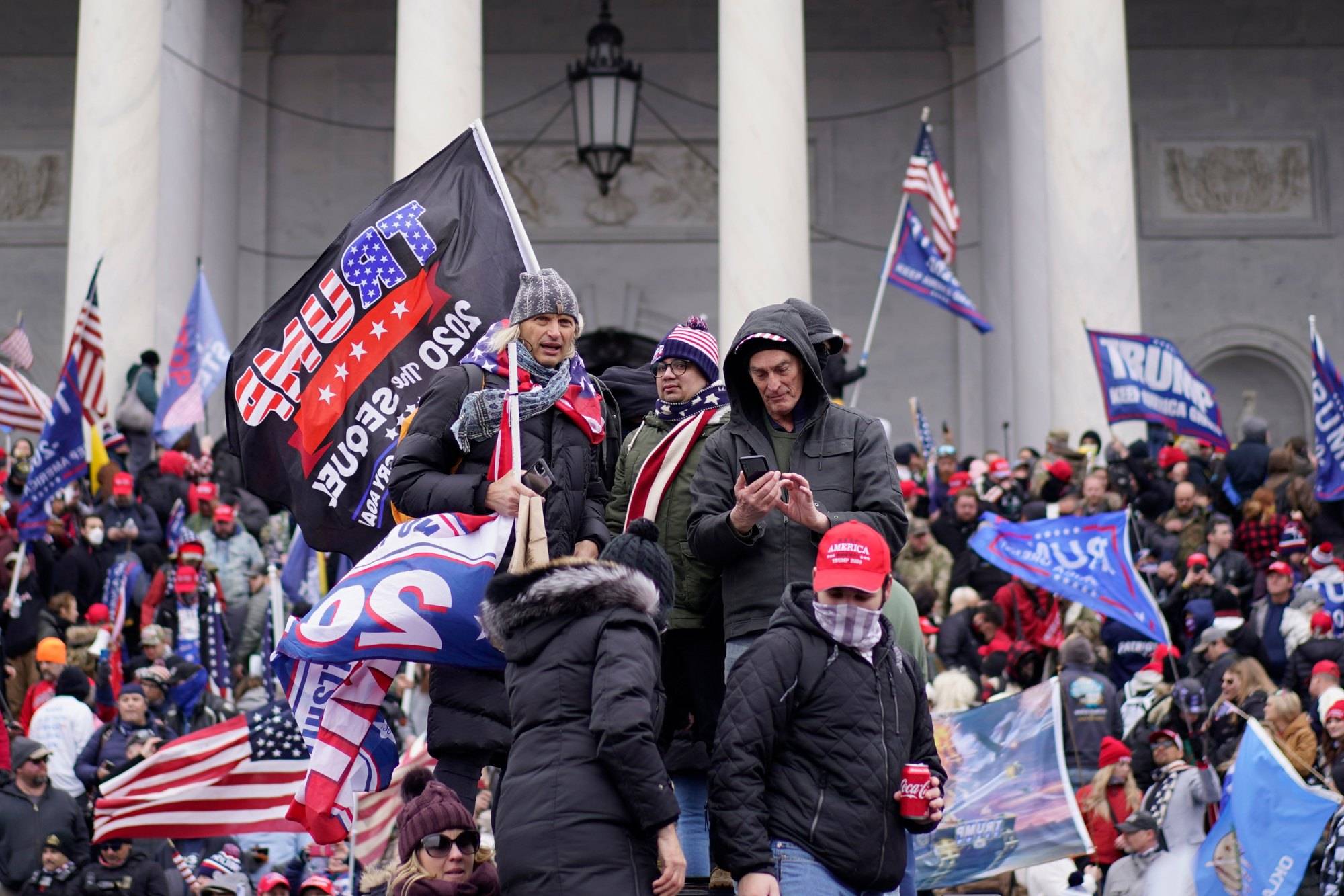 WASHINGTON, DC - JANUARY 06: Protesters gather storm the Capitol and halt a joint session of the 117th Congress on Wednesday, Jan. 6, 2021 in Washington, DC. (Kent Nishimura / Los Angeles Times)