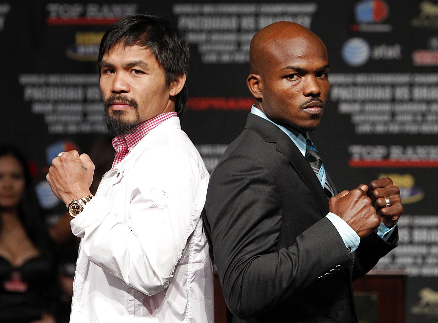 Ready to Rumble - Will Timothy Bradley dethrone Manny Pacquiao for his championship title when they meet in Las Vegas on June 9? He’s talked a big game so far, and luckily has the undefeated record to back it up. Pound for pound, keep reading to see how these two fighters stack up. —Britt Middleton&nbsp;(Photo: AP Photo/Las Vegas Review-Journal, John Locher)