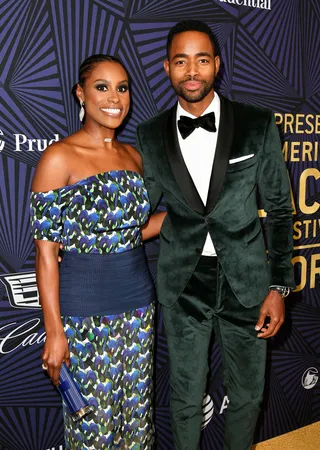 Actors Issa Rae and Jay Ellis on the red carpet of the BET's 2017 ABFF Honors. 