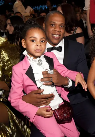 Jay Z and Blue Ivy Carter - Here's a candid of the Carters sitting front row while supporting Queen Bey during the 59th GRAMMYs.&nbsp;(Photo: Kevin Mazur/Getty Images for NARAS)&nbsp;&nbsp;