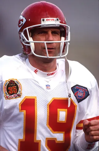 Joe Montana – Kansas City Chiefs - Say Joe Montana and one thinks of the San Francisco 49ers and the four championships he helped deliver them. But Montana’s two seasons with the Kansas City Chiefs in 1993-94 weren’t too shabby. He did take them to the AFC Championship in ’93 and proceeded to give fans plenty of exciting moments along the way. It’s Montana! (Photo: Mike Powell/ALLSPORT)
