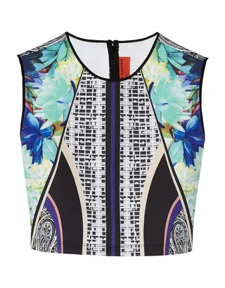Cropped Printed Neoprene Top - Go for bold and bloom in Clover Canyon's modern-day take on traditional floral prints.&nbsp;&nbsp;   (Photo: Clover Canyon)