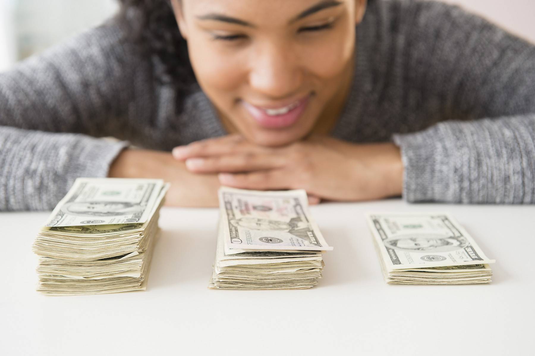 woman counting money