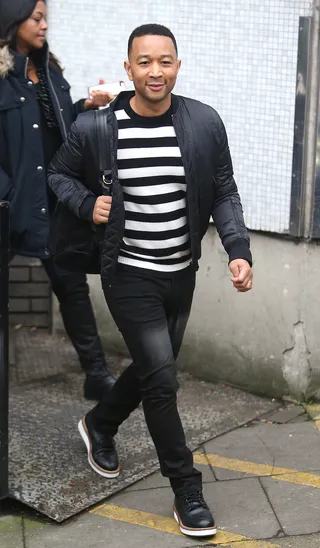 John Legend - John Legend strolled the sidewalk outside of ITV Studios.(Photo: Rocky/WENN.com)