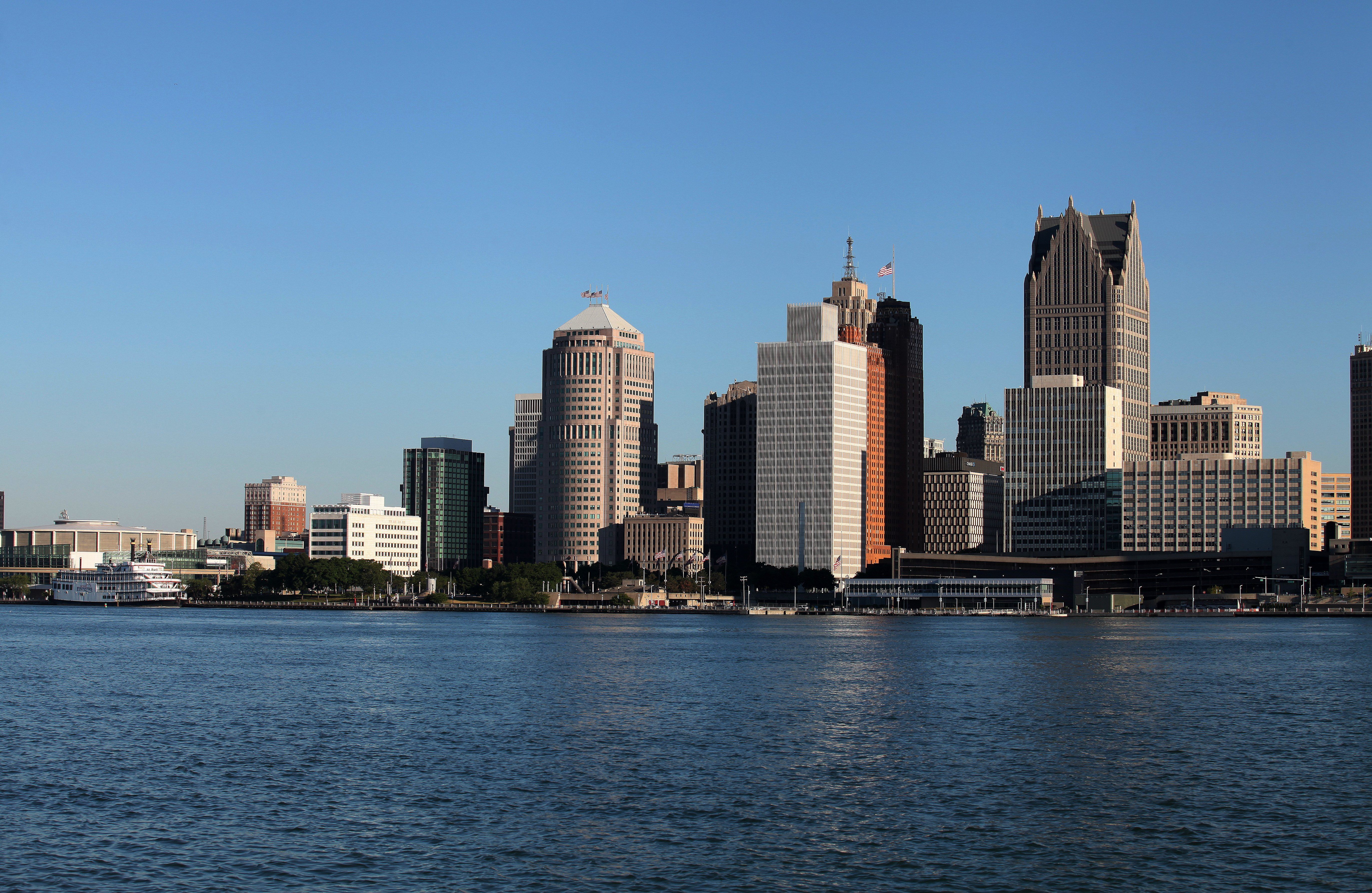 WINDSOR, ONTARIO, CANADA - JUNE 17:  The Detroit, Michigan skyline as photographed from the Windsor Riverfront on June 17, 2016 in Windsor, Ontario, Canada. (Photo By Raymond Boyd/Getty Images)