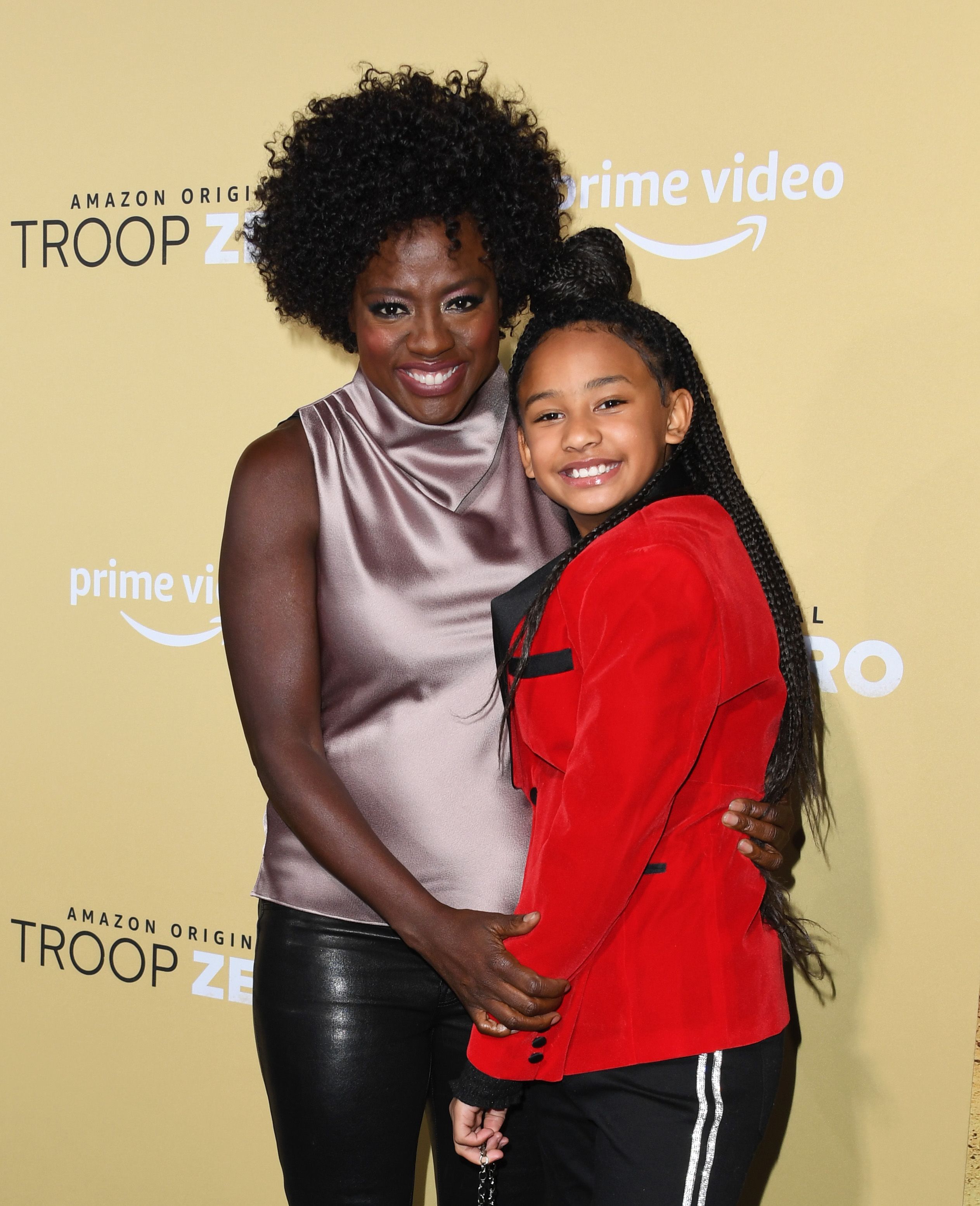 LOS ANGELES, CALIFORNIA - JANUARY 13:  Viola Davis and daughter Genesis Tennon attend the premiere of Amazon Studios' "Troop Zero" at Pacific Theatres at The Grove on January 13, 2020 in Los Angeles, California. (Photo by Jon Kopaloff/Getty Images,)