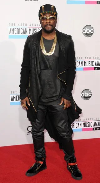 Will.I.Am - Perhaps Will.I.Am thought some extra bling would distract from the rest of his ensemble. What do you think of his outfit?&nbsp; (Photo: Jason Merritt/Getty Images)
