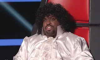 Cee Lo's Voice Purple Reign - Cee Lo never needs an excuse to be flamboyant while mentoring on The Voice. But the &quot;Crazy&quot; singer distracted slightly and paid an outfit homage to Prince. Cee Lo wore a&nbsp;Purple Rain&nbsp;getup complete with curly wig and a silky ruffled blouse. The best part of Cee Lo’s getup? It wasn’t even Halloween. Let’s go crazy!  (Photo: NBC)