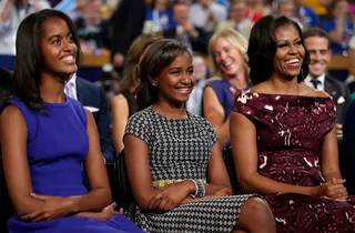 First Family&nbsp; - First lady Michelle Obama and daughters Malia and Sasha Obama&nbsp;listen as the president makes his case for a second term.&nbsp;(Photo: Chip Somodevilla/Getty Images)